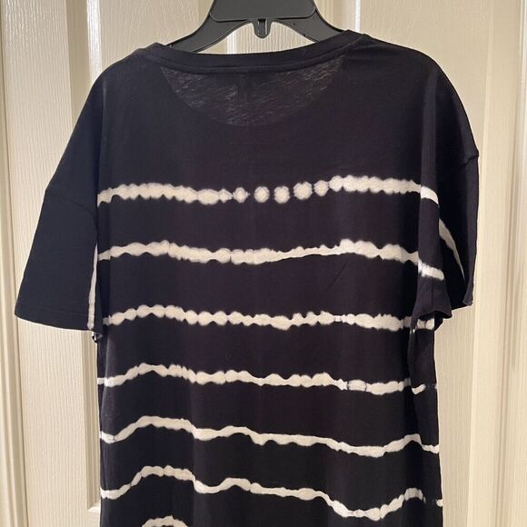 AllSaints Tystripe Cori Tee Black & White Stripe Tie-Dye Oversized T-Shirt XS/S - Picture 9 of 12